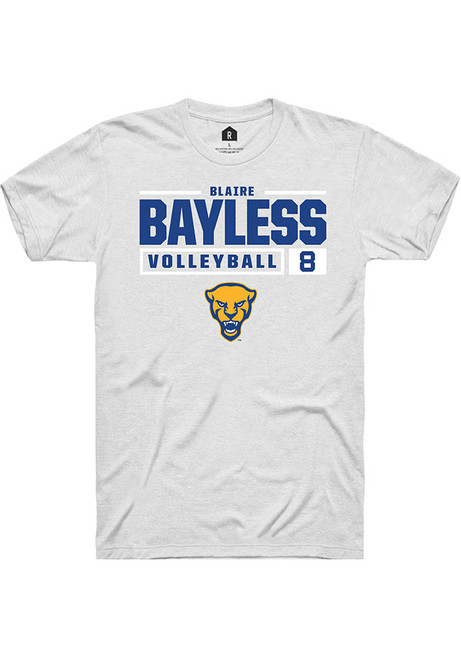 Blaire Bayless White Pitt Panthers NIL Stacked Box Short Sleeve T Shirt