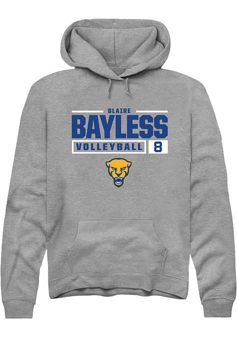 Blaire Bayless Rally Mens Graphite Pitt Panthers NIL Stacked Box Hooded Sweatshirt