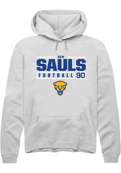 Ben Sauls Rally Mens White Pitt Panthers NIL Stacked Box Hooded Sweatshirt