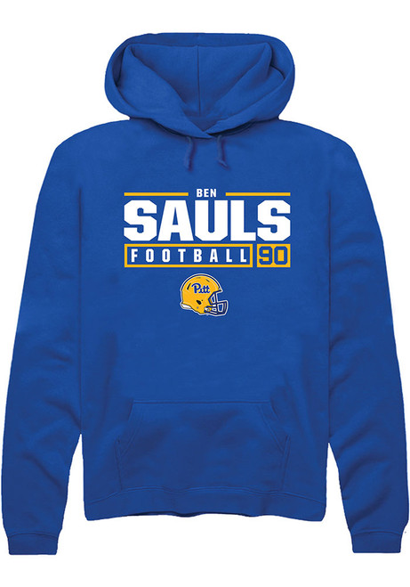 Ben Sauls Rally Mens Blue Pitt Panthers NIL Stacked Box Hooded Sweatshirt