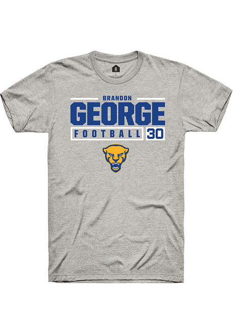 Brandon George Ash Pitt Panthers NIL Stacked Box Short Sleeve T Shirt