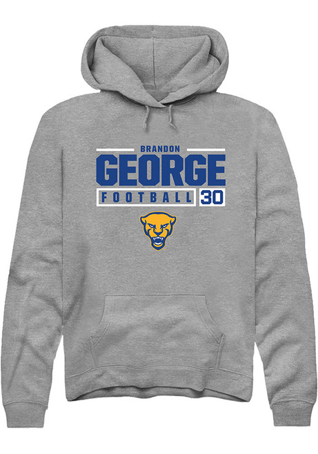 Brandon George Rally Mens Graphite Pitt Panthers NIL Stacked Box Hooded Sweatshirt