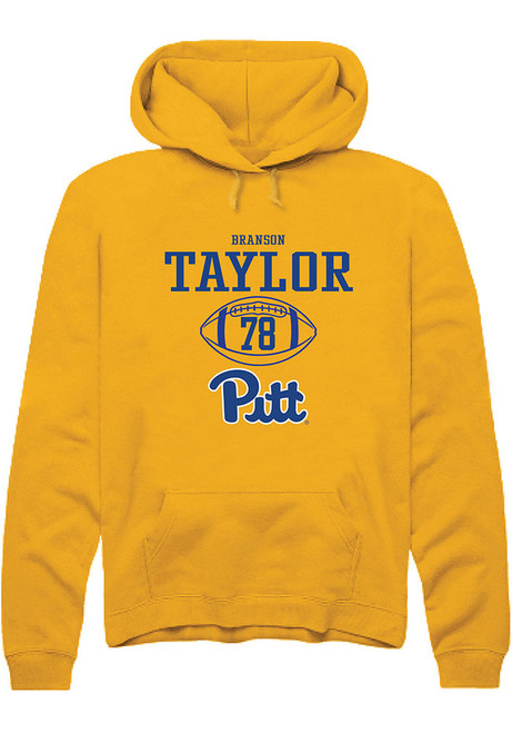 Branson Taylor Rally Mens Gold Pitt Panthers NIL Sport Icon Hooded Sweatshirt