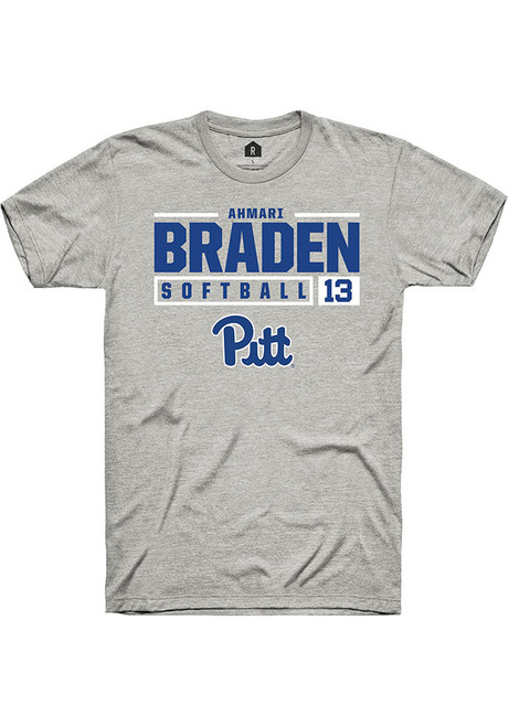 Ahmari Braden Ash Pitt Panthers NIL Stacked Box Short Sleeve T Shirt