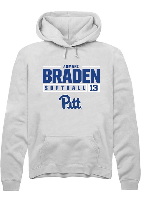 Ahmari Braden Rally Mens White Pitt Panthers NIL Stacked Box Hooded Sweatshirt