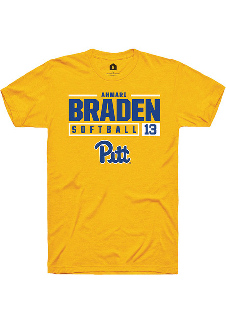 Ahmari Braden Gold Pitt Panthers NIL Stacked Box Short Sleeve T Shirt