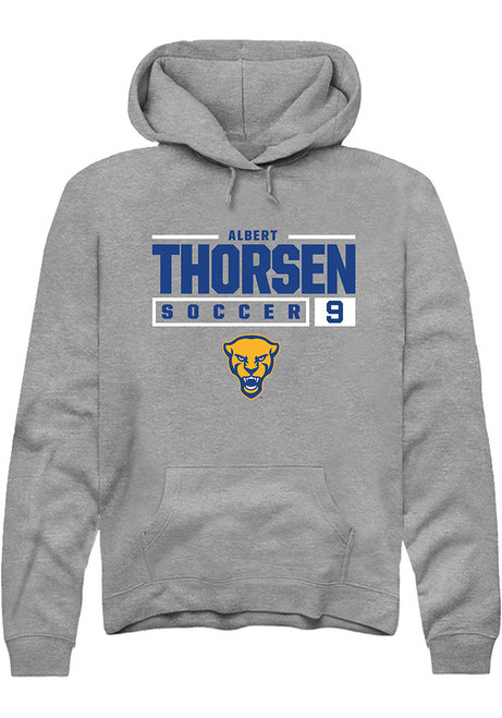 Albert Thorsen Rally Mens Graphite Pitt Panthers NIL Stacked Box Hooded Sweatshirt