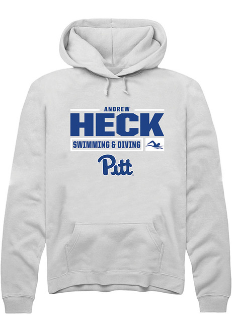 Andrew Heck Rally Mens White Pitt Panthers NIL Stacked Box Hooded Sweatshirt