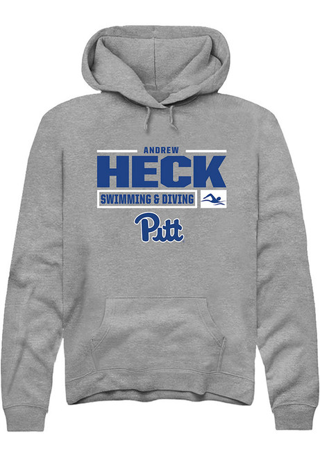 Andrew Heck Rally Mens Graphite Pitt Panthers NIL Stacked Box Hooded Sweatshirt