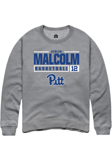 Aislin Malcolm Rally Mens Graphite Pitt Panthers NIL Stacked Box Crew Sweatshirt