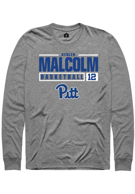 Aislin Malcolm Rally Mens Graphite Pitt Panthers NIL Stacked Box Tee