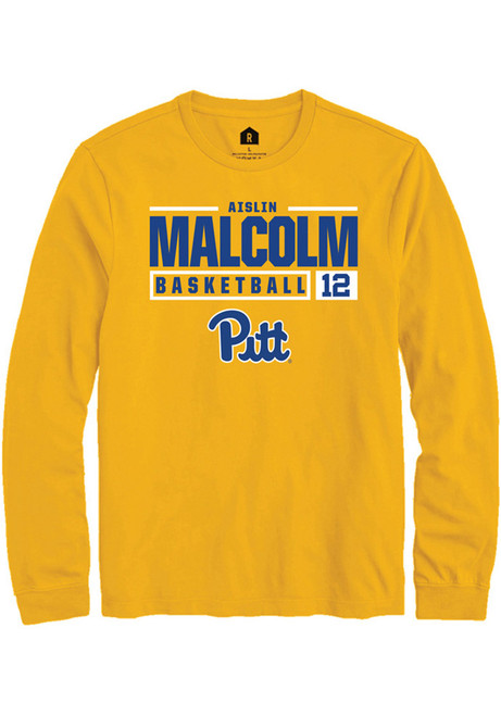 Aislin Malcolm Rally Mens Gold Pitt Panthers NIL Stacked Box Tee