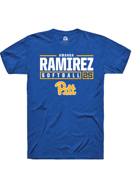 Amanda Ramirez Blue Pitt Panthers NIL Stacked Box Short Sleeve T Shirt