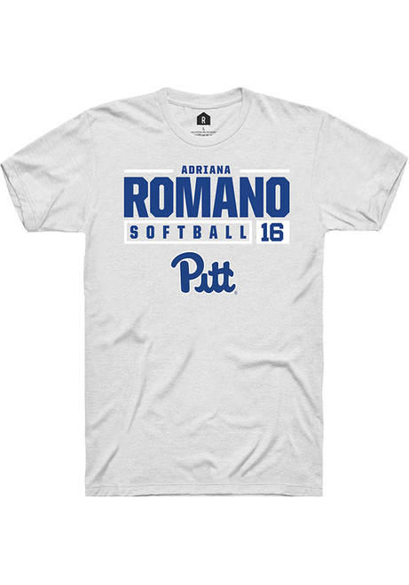 Adriana Romano White Pitt Panthers NIL Stacked Box Short Sleeve T Shirt