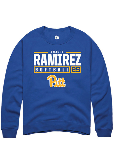 Amanda Ramirez Rally Mens Blue Pitt Panthers NIL Stacked Box Crew Sweatshirt