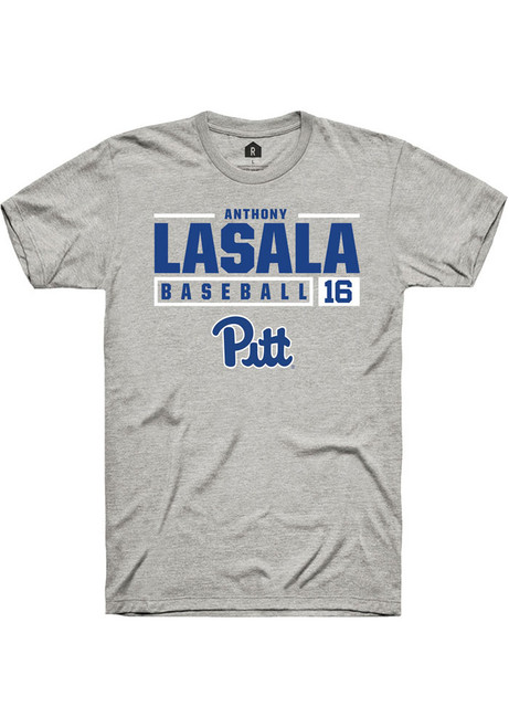 Anthony LaSala Ash Pitt Panthers NIL Stacked Box Short Sleeve T Shirt