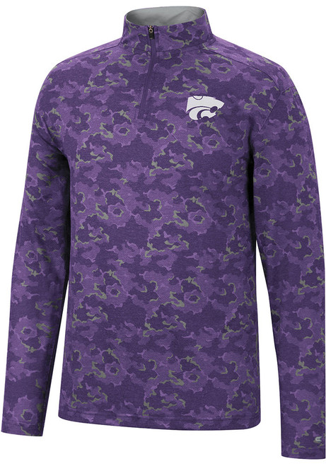 Mens K-State Wildcats Purple Colosseum Tivo Camo 1/4 Zip Pullover