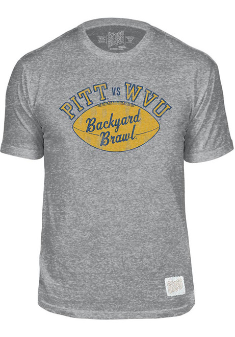 Pitt Panthers Grey Original Retro Brand Backyard Brawl Football Logo Short Sleeve Fashion T Shirt