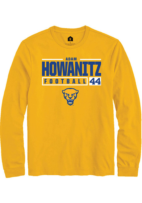 Adam Howanitz Rally Mens Gold Pitt Panthers NIL Stacked Box Tee