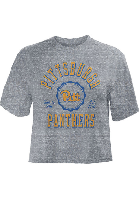 Pitt Panthers Grey Pressbox Bishop Crop Crew Neck Short Sleeve T-Shirt