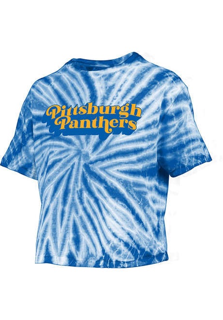 Pitt Panthers Blue Pressbox Tie Dye Campus Crop Short Sleeve T-Shirt