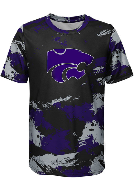 Boys Purple K-State Wildcats Cross Pattern Short Sleeve T-Shirt