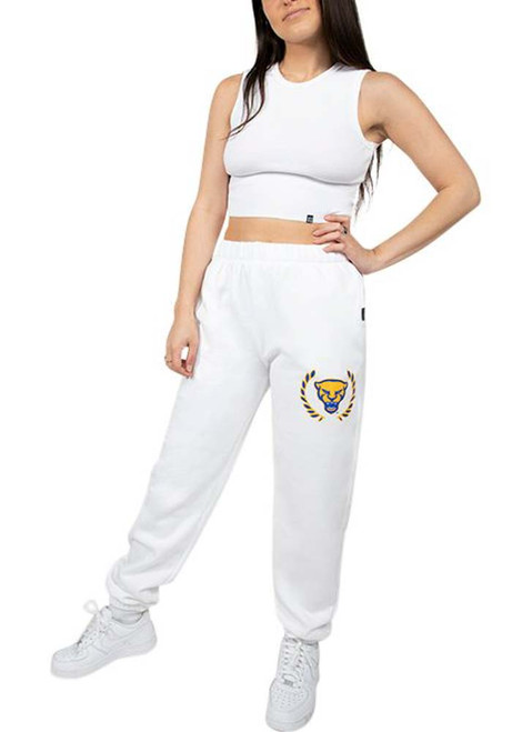 Womens Pitt Panthers White Hype and Vice Boyfriend Sweatpants