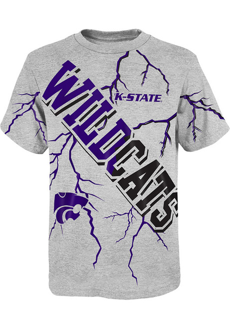 Youth Grey K-State Wildcats Highlights Short Sleeve T-Shirt