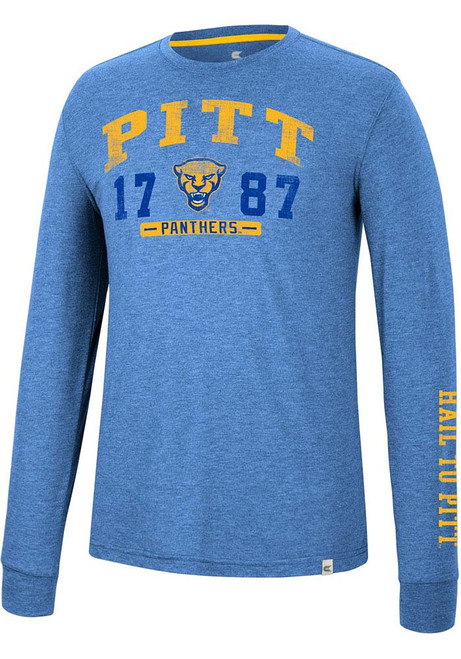 Mens Pitt Panthers Blue Colosseum Zen Philosopher Long Sleeve Fashion T Shirt