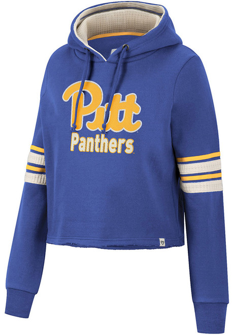 Womens Pitt Panthers Blue Colosseum Fashion Industry Cropped Hooded Sweatshirt