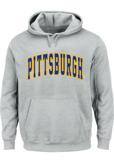 Mens Grey Pitt Panthers Arch Twill Big and Tall Hooded Sweatshirt