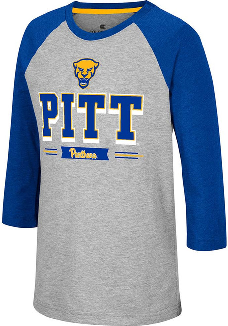 Youth Pitt Panthers Grey Colosseum Pops Long Sleeve Fashion T-Shirt