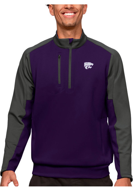 Mens K-State Wildcats Purple Antigua Team Qtr Zip Pullover