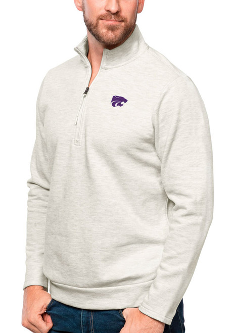 Mens K-State Wildcats Oatmeal Antigua Gambit 1/4 Zip Pullover