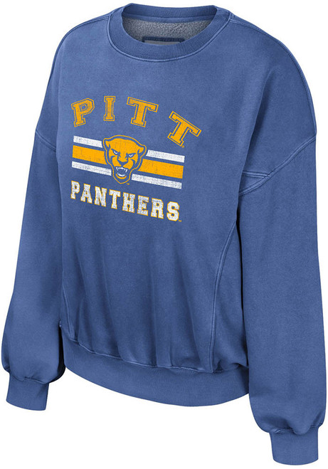 Womens Pitt Panthers Blue Colosseum Audrey Crew Sweatshirt