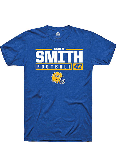 Caden Smith Blue Pitt Panthers NIL Stacked Box Short Sleeve T Shirt