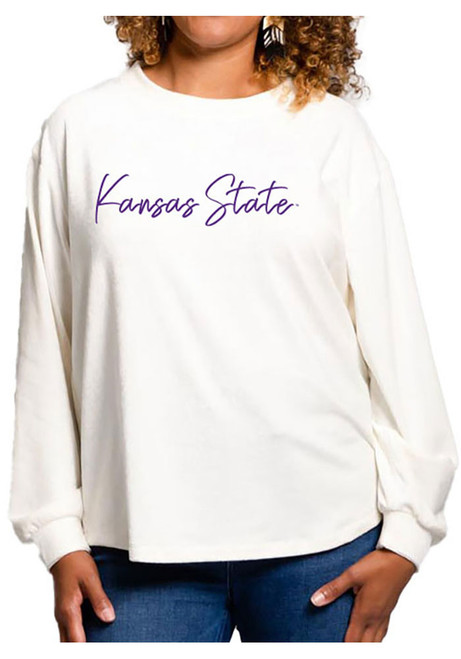 Womens K-State Wildcats Ivory Flying Colors Carly Corduroy Crew Sweatshirt
