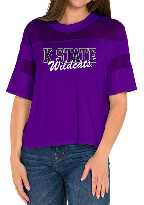 K-State Wildcats Purple Flying Colors Avery Mesh Yoke Short Sleeve T-Shirt