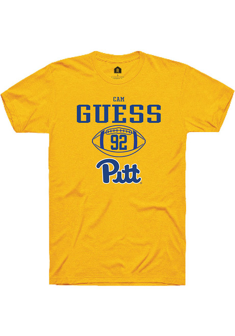 Cam Guess Gold Pitt Panthers NIL Sport Icon Short Sleeve T Shirt