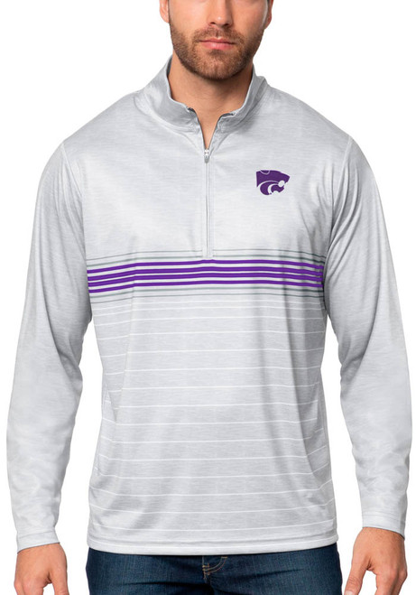 Mens K-State Wildcats Grey Antigua Bullseye 1/4 Zip Pullover