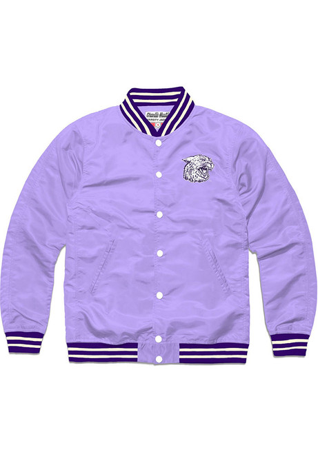 Mens K-State Wildcats Lavender Charlie Hustle Script Varsity Jacket Long Sleeve Track Jacket