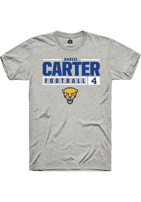 Daniel Carter Ash Pitt Panthers NIL Stacked Box Short Sleeve T Shirt