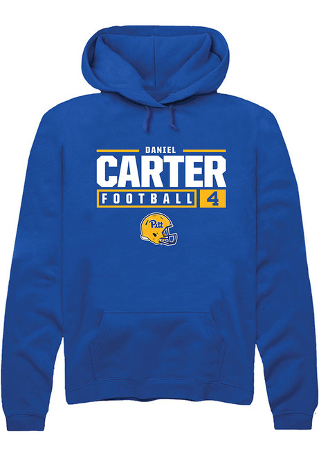 Daniel Carter Rally Mens Blue Pitt Panthers NIL Stacked Box Hooded Sweatshirt