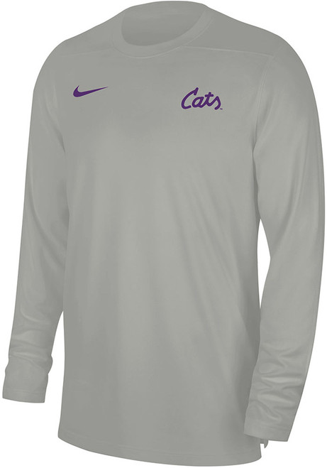 Mens K-State Wildcats Grey Nike Sideline UV Coach Long Sleeve T-Shirt