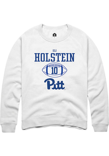 Eli Holstein Rally Mens White Pitt Panthers NIL Sport Icon Crew Sweatshirt