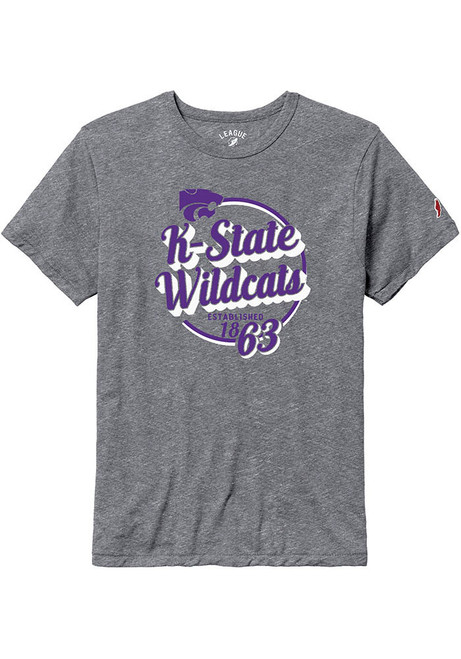 Grey K-State Wildcats Retro Circle Graphic Short Sleeve Fashion T Shirt