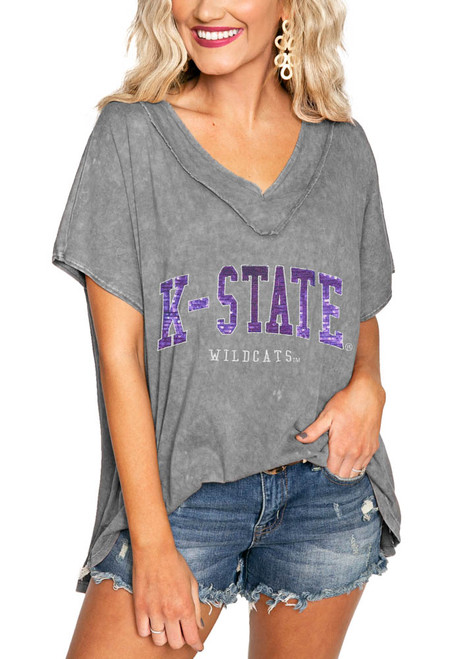 K-State Wildcats Grey Gameday Couture In a Flash Short Sleeve T-Shirt