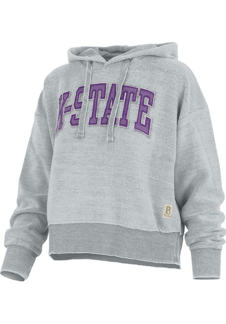 Womens K-State Wildcats Grey Pressbox Oxford Hooded Sweatshirt