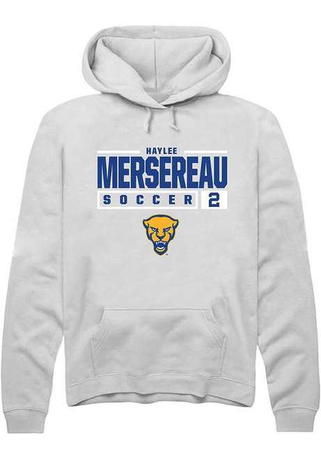 Haylee Mersereau Rally Mens White Pitt Panthers NIL Stacked Box Hooded Sweatshirt