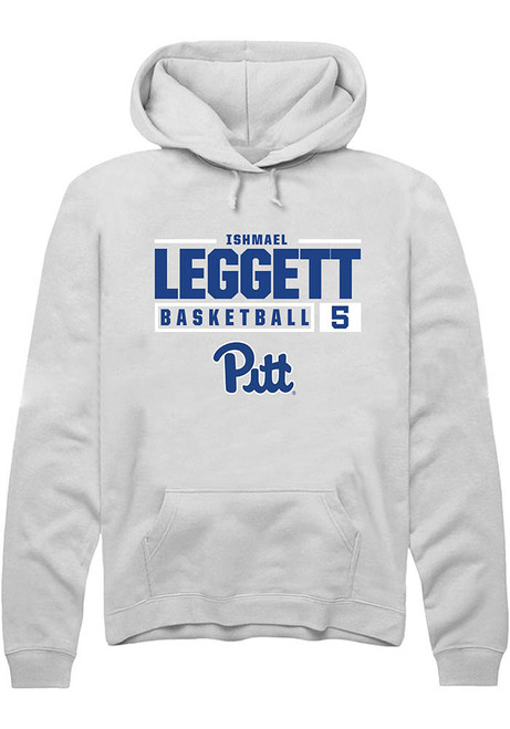 Ishmael Leggett Rally Mens White Pitt Panthers NIL Stacked Box Hooded Sweatshirt